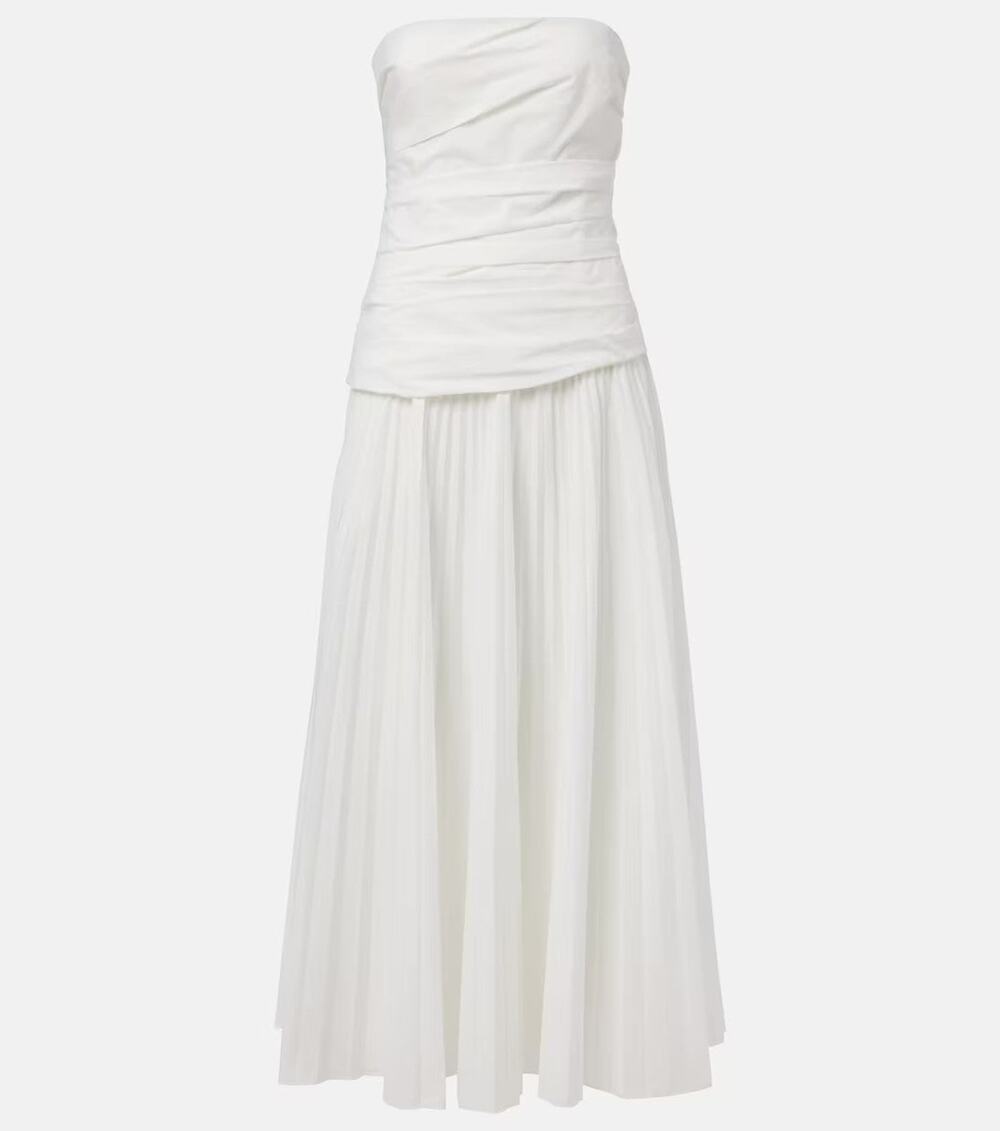 SIMKHAI Arie Strapless Cotton Midi Dress in White - 2